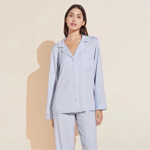 Eberjey Other - Eberjey Gisele Tencel Modal Long Sleeve Pajama Top Ice Blue/Ivory XL
